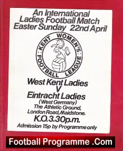 West Kent Ladies v Eintracht 1970 - Germany at Maidstone United - football programme