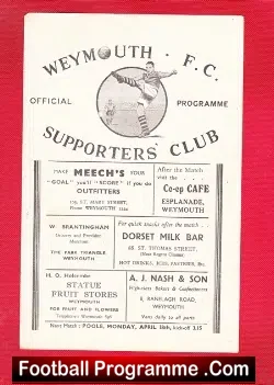 Weymouth v Clandown 1949 – Official Programme