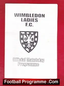 Wimbledon Ladies v Brighton 1996 - Womens Football - football programme