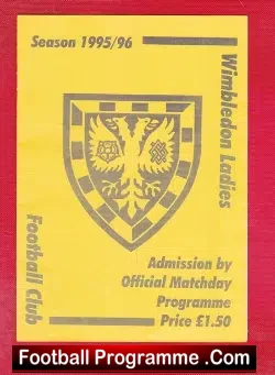 Wimbledon Ladies v Oxford United 1995 - Womens Football - football programme