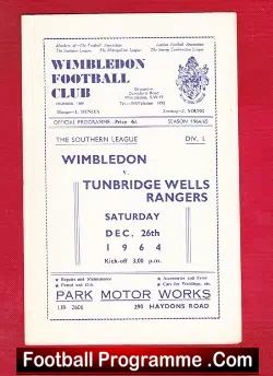 Wimbledon v Tunbridge Wells 1964