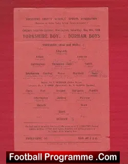 Yorkshire Boys v Durham Boys 1936 – Dinnington 1930s