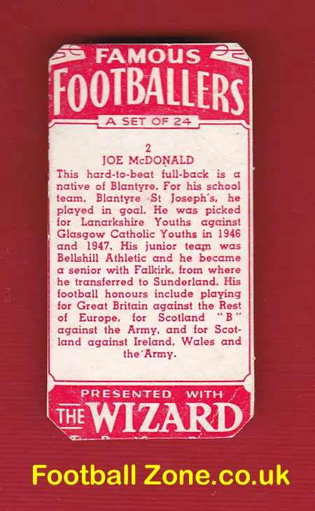Sunderland Joe McDonald Signed Football Wizard Card