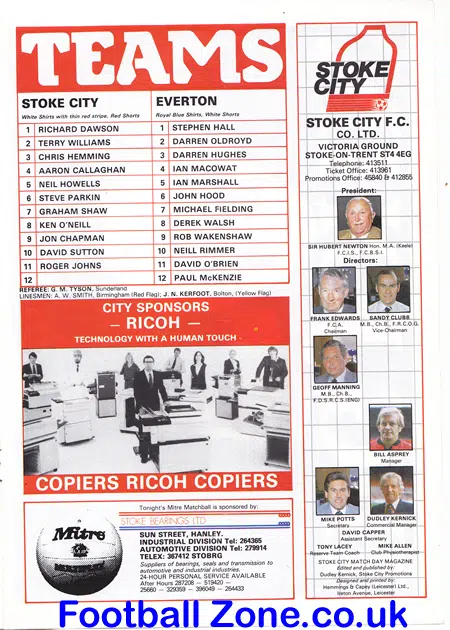 Stoke City v Everton 1984 - Youth Cup Final