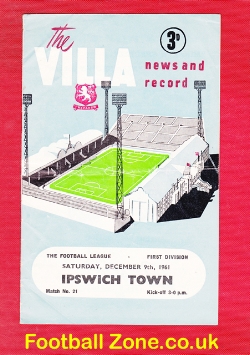Aston Villa v Ipswich Town 1961 – Ipswch Champions
