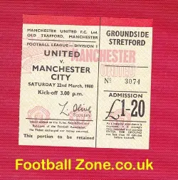 Manchester United v Manchester City 1980 - 100th Derby TICKET