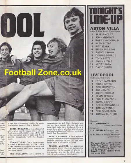 Aston Villa v Liverpool 1972 – Youth Cup Final