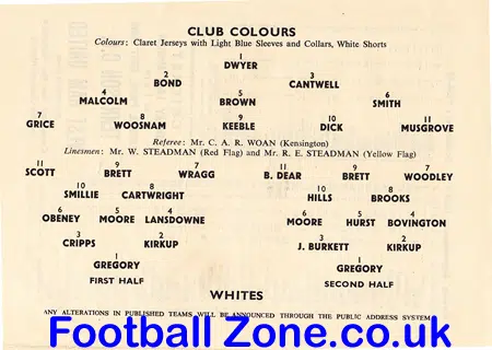 West Ham United Public Practice Match 1959 – Bobby Moore Colts