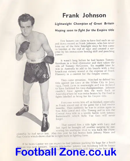 Boxing Programme Stretham Ice Rink 1955