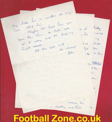 Fulham Tommy Wilson Personal Letter from Sir Bobby Robson 1957