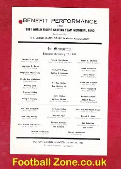 Ice Skating World Figure Skating Team Memorial 1961