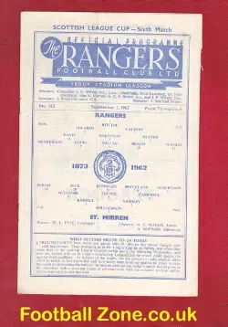 Glasgow Rangers v St Mirren 1962