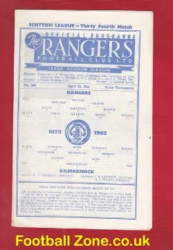 Glasgow Rangers v Kilmarnock 1962