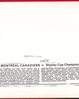 Canada Montreal Ice Hockey Newpaper Press Photo 1978 – 79