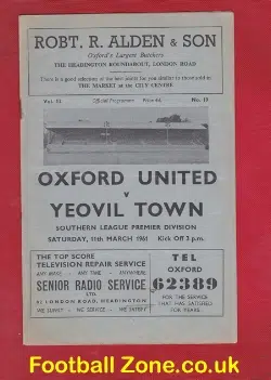 Oxford United v Yeovil Town 1961