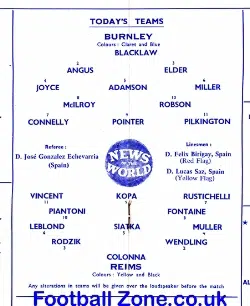 Burnley v Reims 1960 – France
