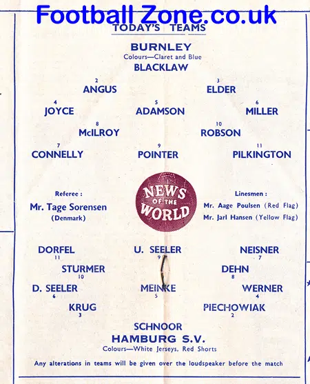 Burnley v Hamburg 1961 – Germany