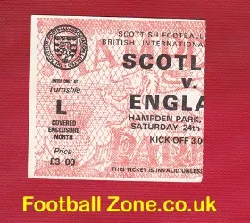 Scotland v England 1980 - Football Ticket