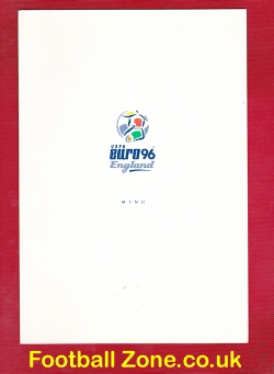 Euro 96 Final Dinner Menu 1996