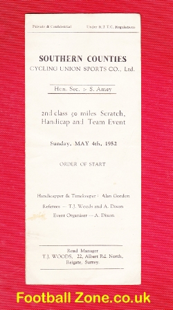 Cycling Southern Counties Cycling Union Team Event 1952