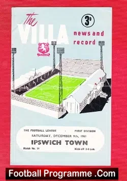 Aston Villa v Ipswich Town 1961 – Ipswch Champions