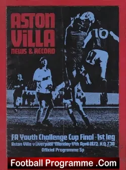 Aston Villa v Liverpool 1972 – Youth Cup Final