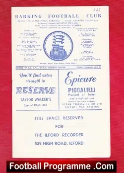 Barking v Tooting Mitcham United 1950s ?