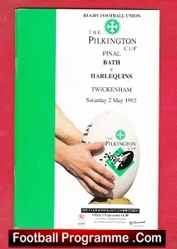 Bath Rugby v Harlequins 1992 - Cup Final Twickenham - rugby programme