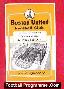 Boston United v Holbeach United 1963 - football programme