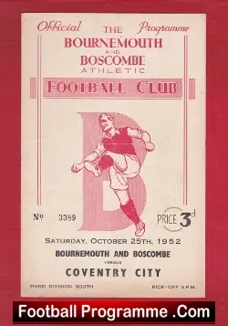 Bournemouth v Coventry City 1952 - football programme