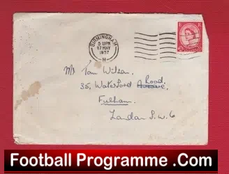 Brentford Town Tom Wilson Letter from Sir Bobby Robson 1950s - football memorabilia