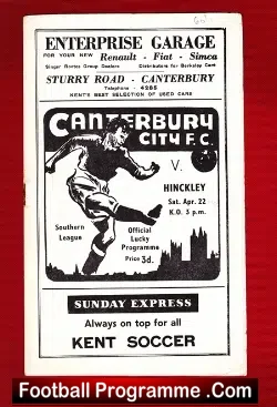 Canterbury City v Hinckley Athletic 1961