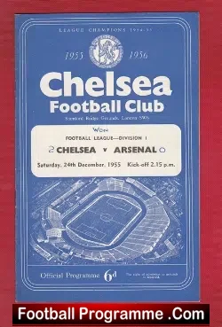 Chelsea v Arsenal 1955 - football programme