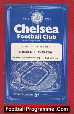 Chelsea v Everton 1954 - Champions Season 54/55 - football programme