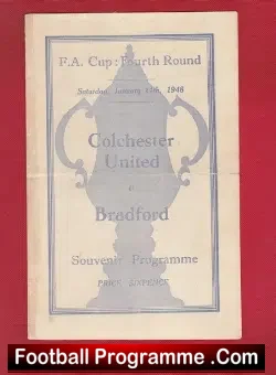 Colchester United v Bradford 1948 - FAC Pirate - football programme