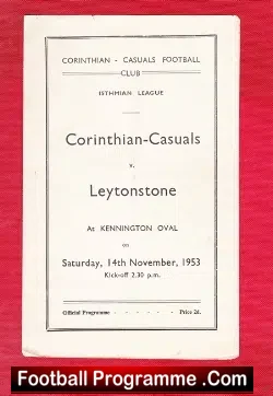 Corinthian Casuals v Leytonstone 1953 - football programme