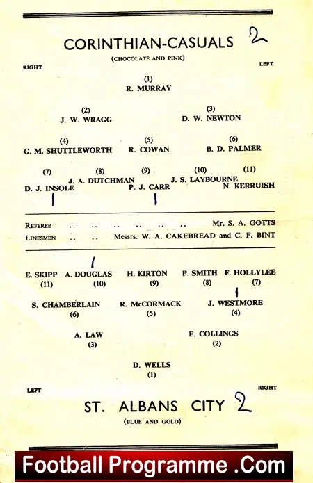 Corinthian Casuals v St Albans City 1953