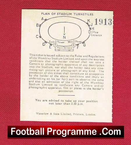 Derby County v Charlton Athletic 1946 – FA Cup Final Ticket