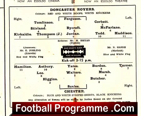 Doncaster Rovers v Chester 1947 – 1940s