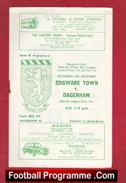 Edgware Town v Dagenham 1964