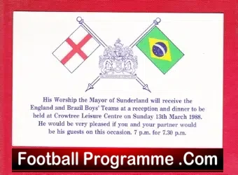 England v Brazil 1988 – Boys Team in Sunderland Ticket