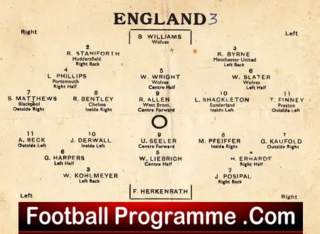 England v Germany 1954 – Pirate Programme