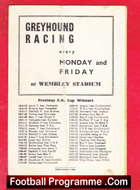 England v Germany 1954 - Pirate Programme