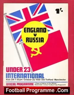 England v Russia 1969 - at Old Trafford + Autograph Signed - football programme