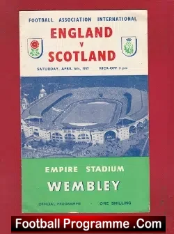 England v Scotland 1957 – Plus the Official Song Sheet