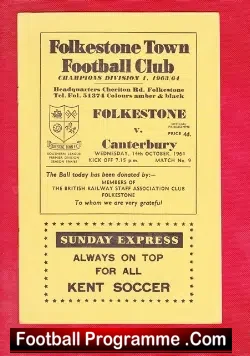 Folkestone Town v Canterbury City 1964