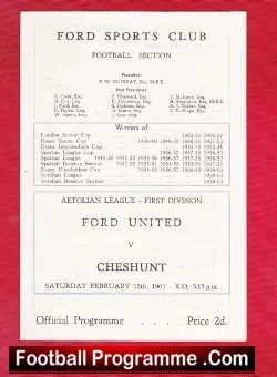 Ford Sports v Cheshunt 1961