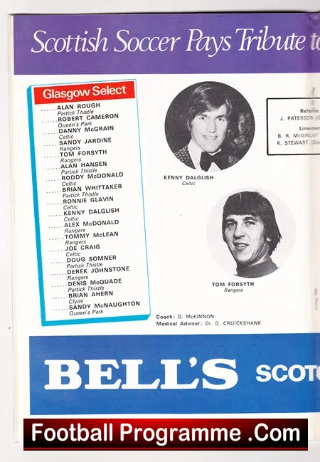 Glasgow FA Select v Football League 1977 – at Hampden