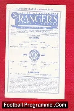 Glasgow Rangers v Aberdeen 1963