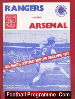 Glasgow Rangers v Arsenal 1973 - Centenary Match - football programme